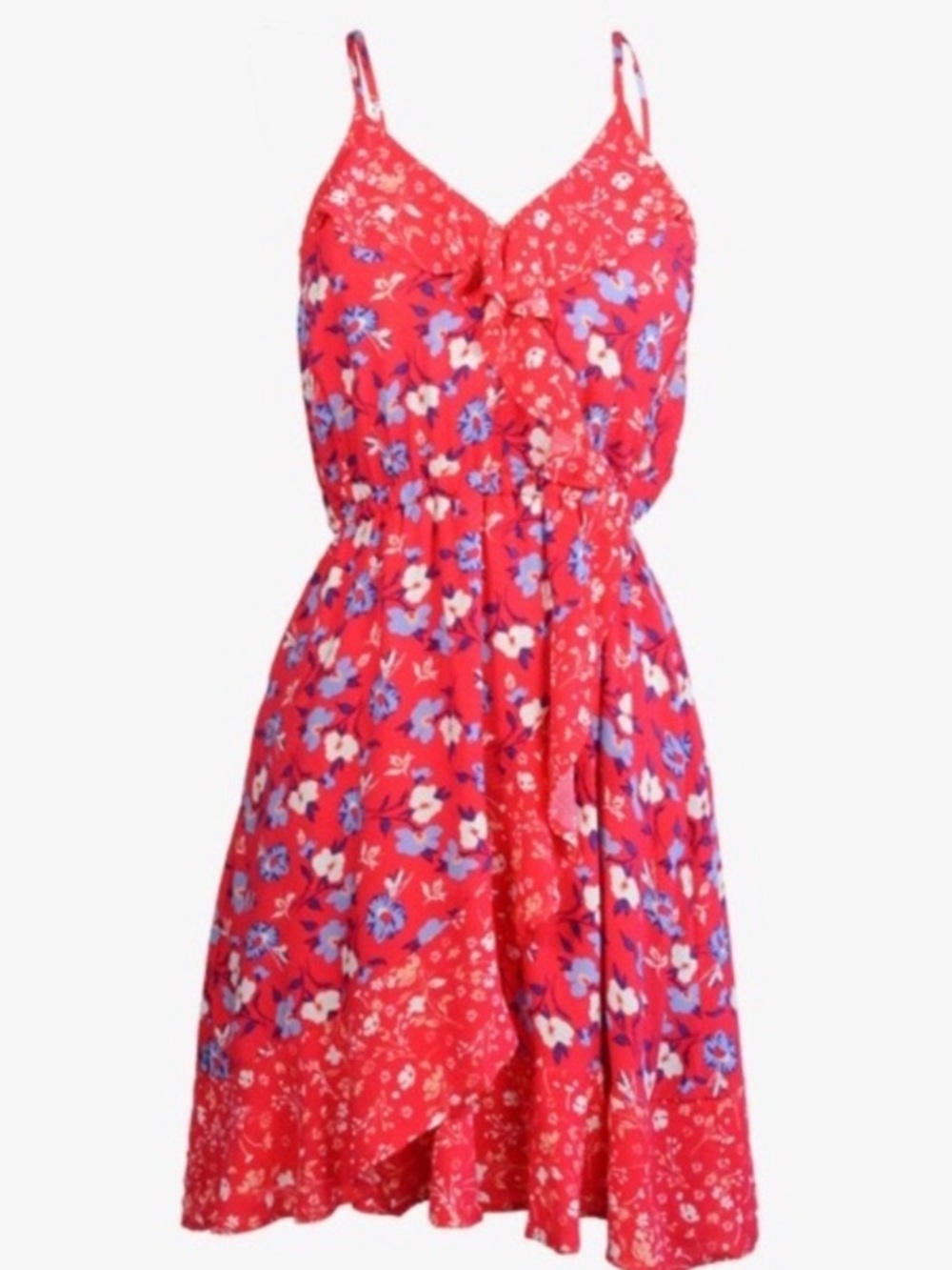 ABS Collection - Red Floral Spaghetti-Strap Sundress - Size Medium - Picture 3 of 8